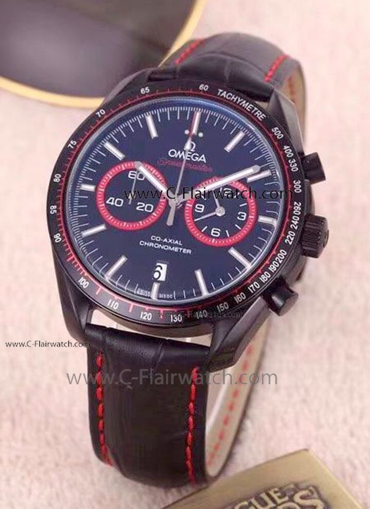 Clone Omega Speedmaster Racing Black Watch with Red Sub-dials